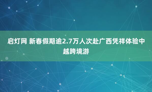 启灯网 新春假期逾2.7万人次赴广西凭祥体验中越跨境游